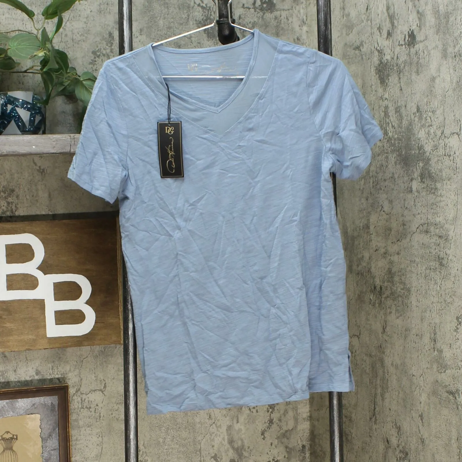 DG2 by Diane Gilman Women's Short Sleeve Mesh Insert V-Neck T-Shirt