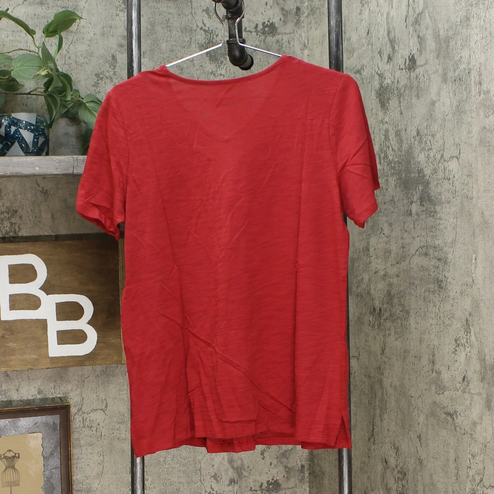 DG2 by Diane Gilman Women's Short Sleeve Mesh Insert V-Neck T-Shirt