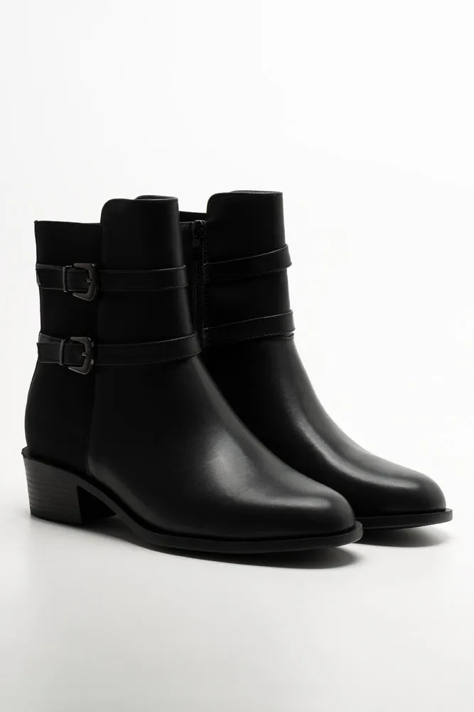 Double Buckle Boots Black