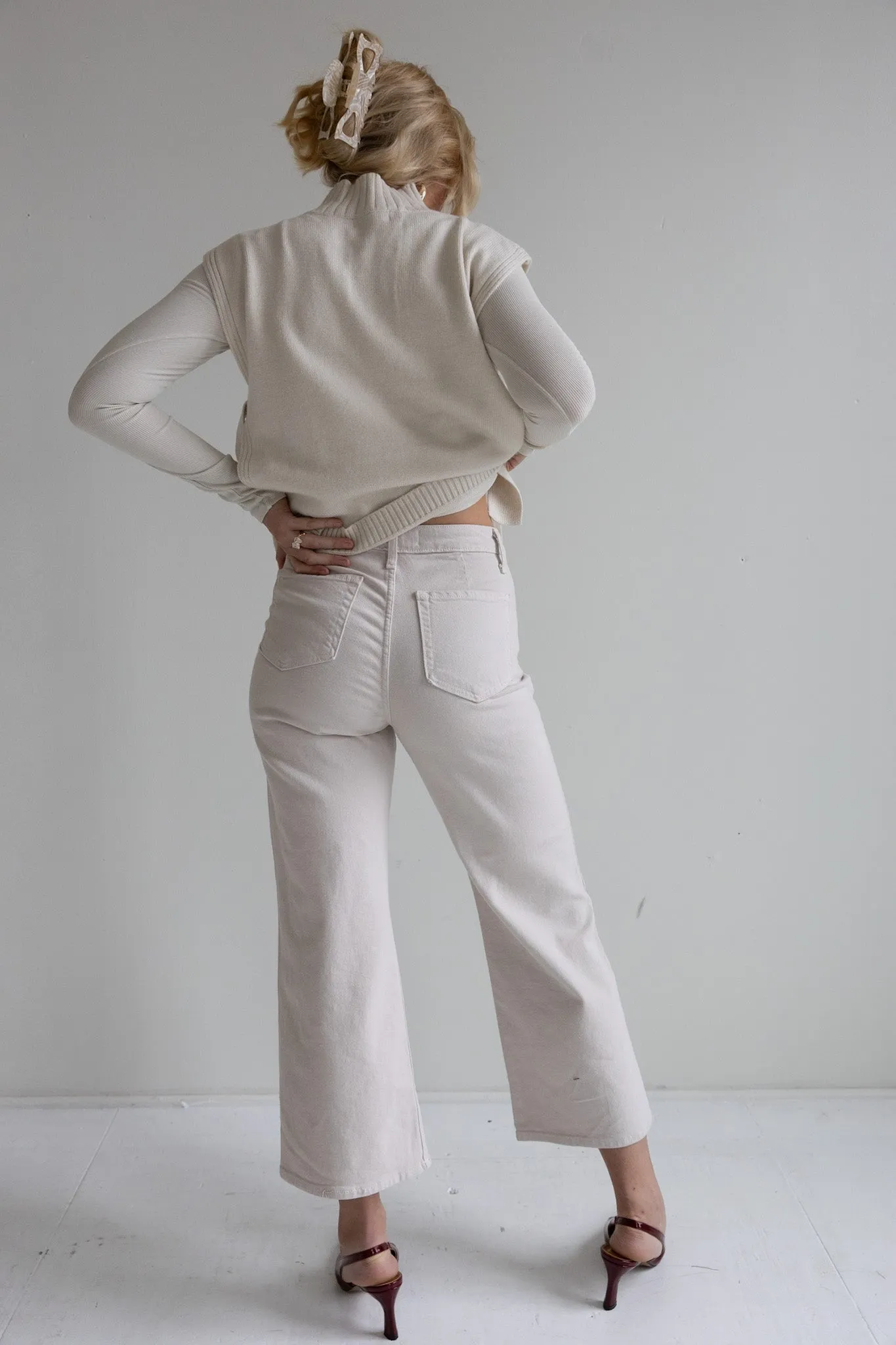 Ecru Relaxed Fit Denim-Final Sale