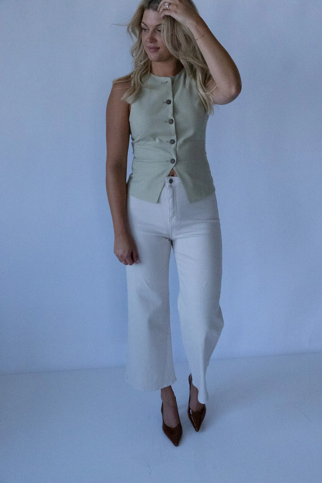 Ecru Relaxed Fit Denim-Final Sale