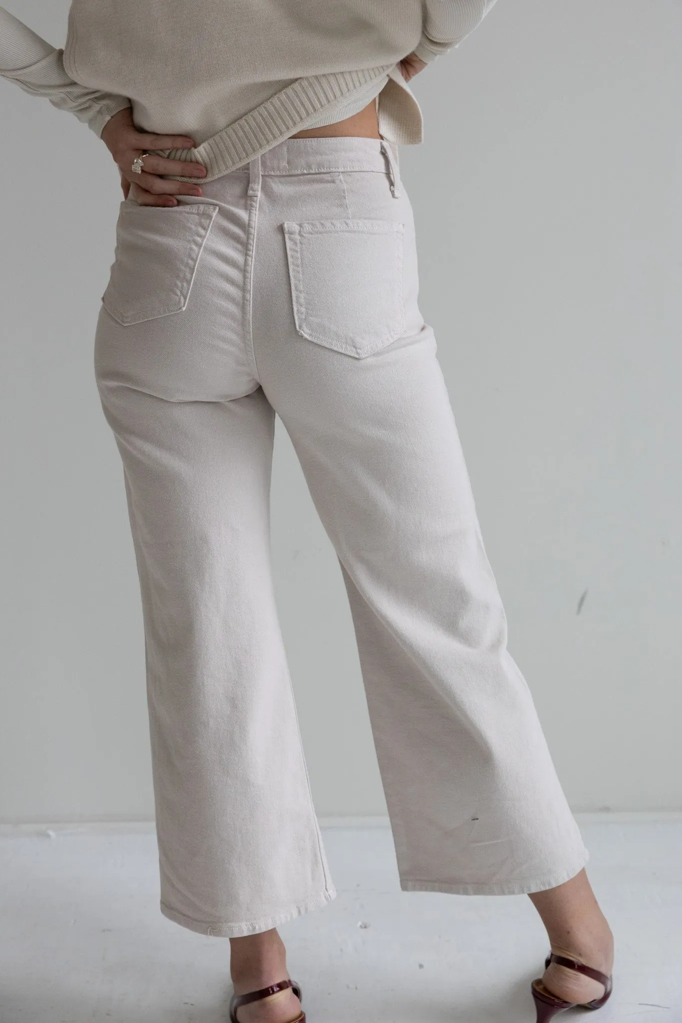 Ecru Relaxed Fit Denim-Final Sale
