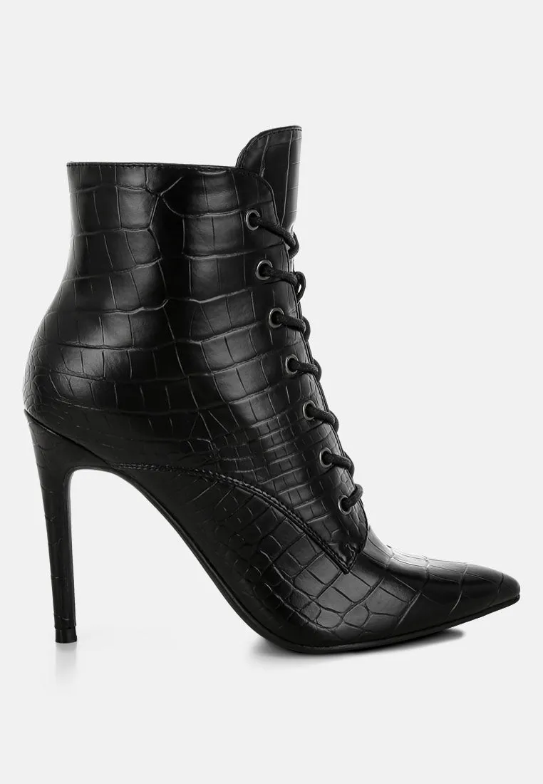 Escala Croc Stiletto Ankle Boots By Ruw
