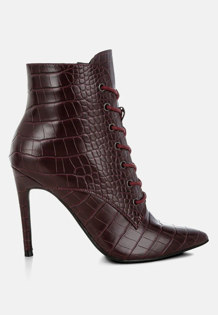 Escala Croc Stiletto Ankle Boots By Ruw