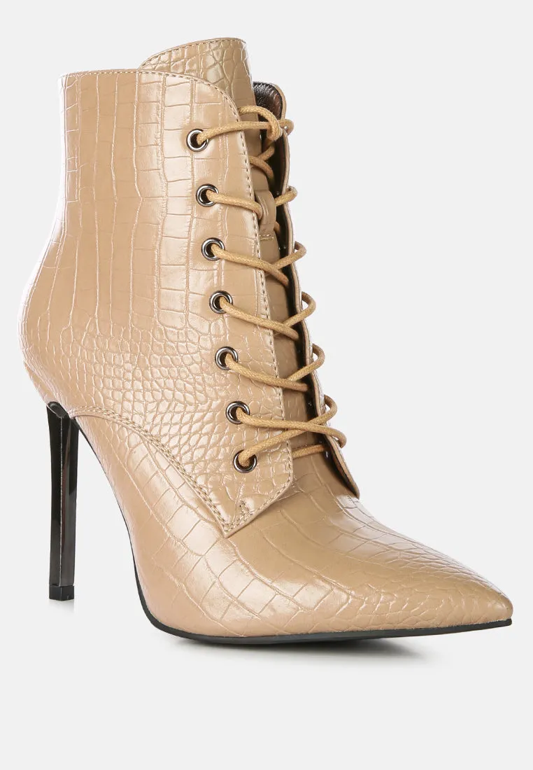 Escala Croc Stiletto Ankle Boots By Ruw