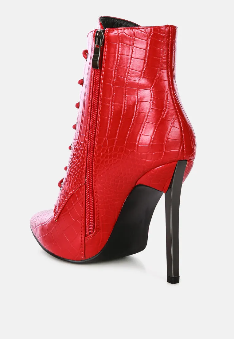 Escala Croc Stiletto Ankle Boots By Ruw