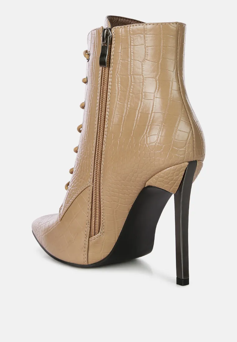 Escala Croc Stiletto Ankle Boots By Ruw