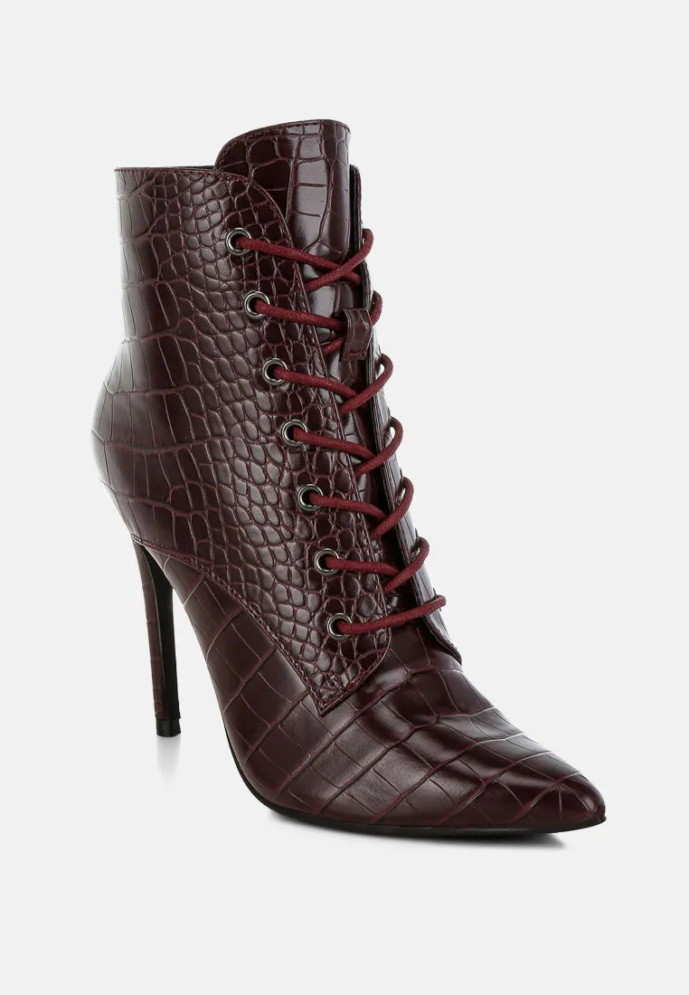 Escala Croc Stiletto Ankle Boots By Ruw