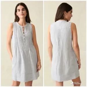Faherty Isha Dress Blue Mini Stripe Size XL