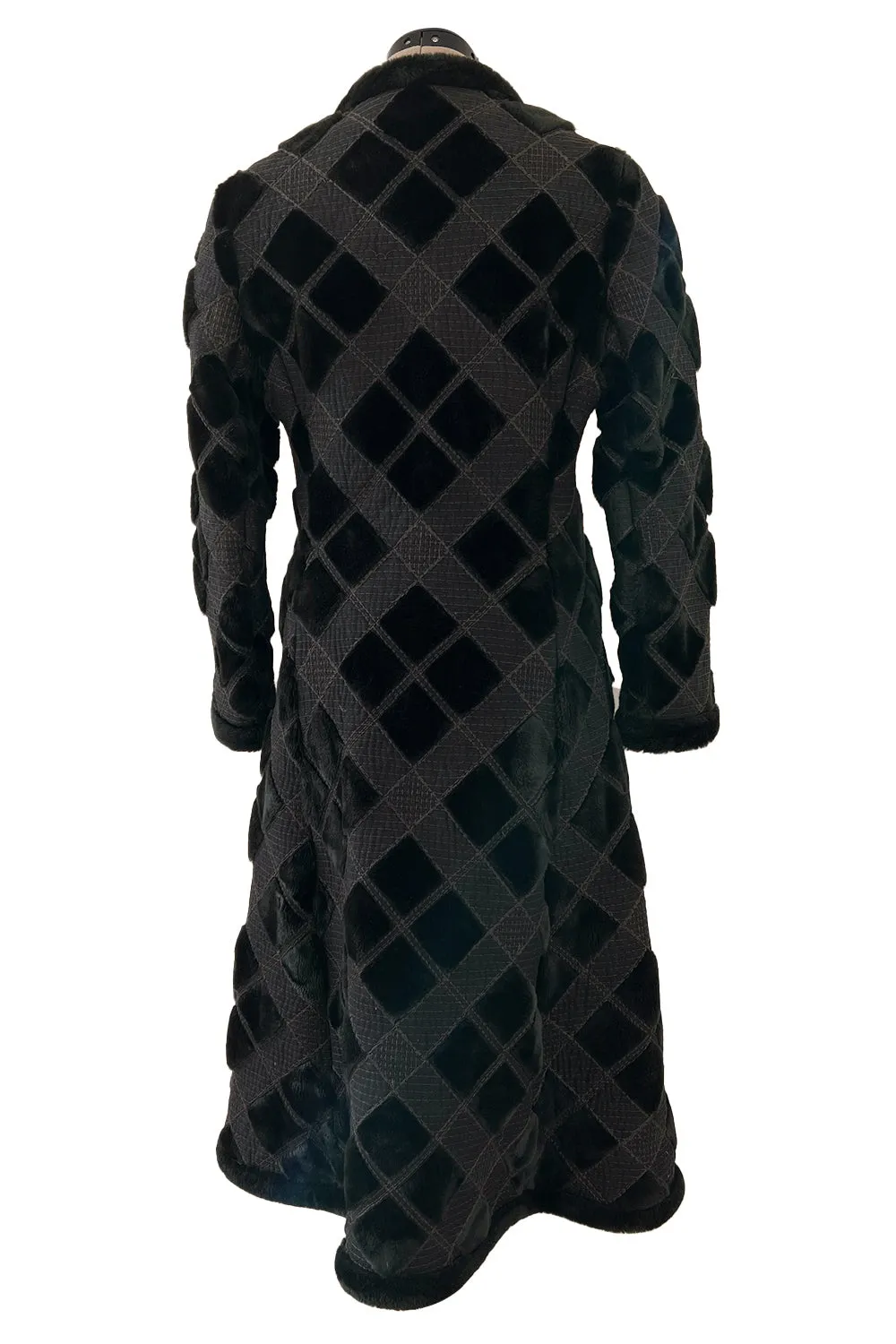 Fantastic 1970s Givenchy Top Stitched & Pacthwork Mixed with Faux Fur Deep Brown Coat