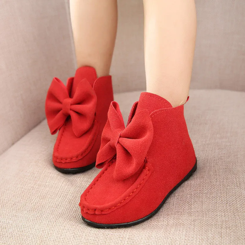 fashion children boots big butterfly knot leather sneakers girls dancing boots kids princess shoes