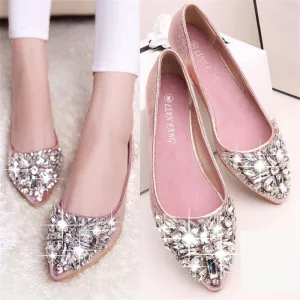 Fashion women shoes solid patent PU shoes women flats summer style ballet princess shoes for casual Crystal