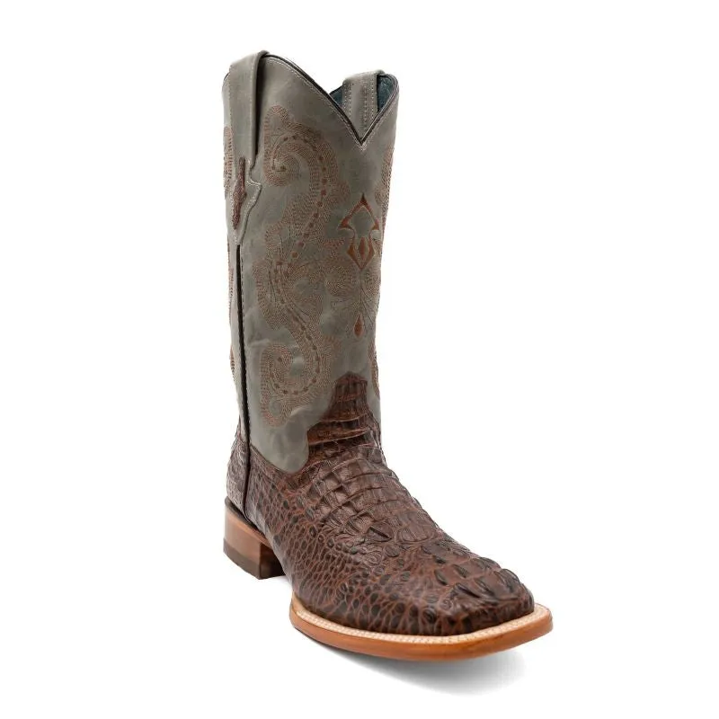 Ferrini Mens Print Crocodile Sq Toe Boots