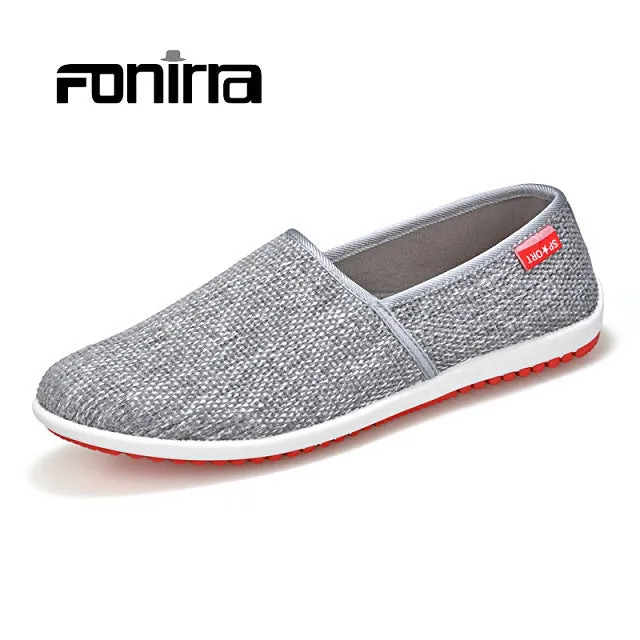 FONIRRA Men Casual Shoes Summer Breathable Hemp Men Shoes Concise Soft Casual Flat Fashion Men's Loafers Shoes
