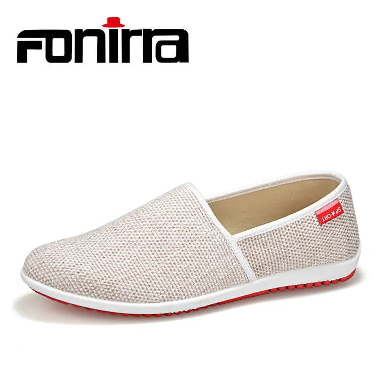 FONIRRA Men Casual Shoes Summer Breathable Hemp Men Shoes Concise Soft Casual Flat Fashion Men's Loafers Shoes