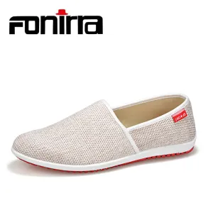 FONIRRA Men Casual Shoes Summer Breathable Hemp Men Shoes Concise Soft Casual Flat Fashion Men's Loafers Shoes