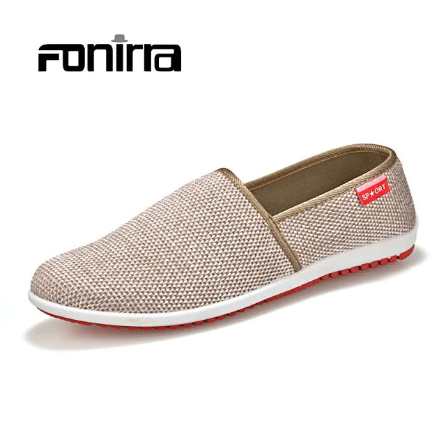 FONIRRA Men Casual Shoes Summer Breathable Hemp Men Shoes Concise Soft Casual Flat Fashion Men's Loafers Shoes