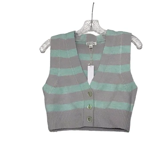 FOR LOVE &amp; LEMONS Maud Striped Crop Sweater Vest Size XL Nwt