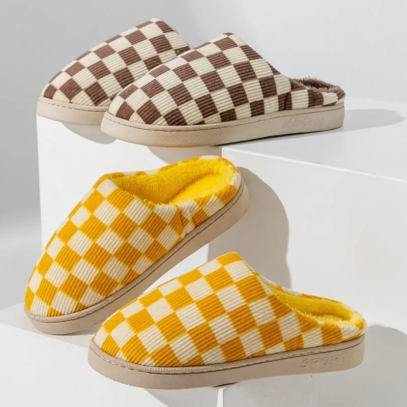Gradient Plush Winter Slippers for Women – Cozy Indoor Shoes
