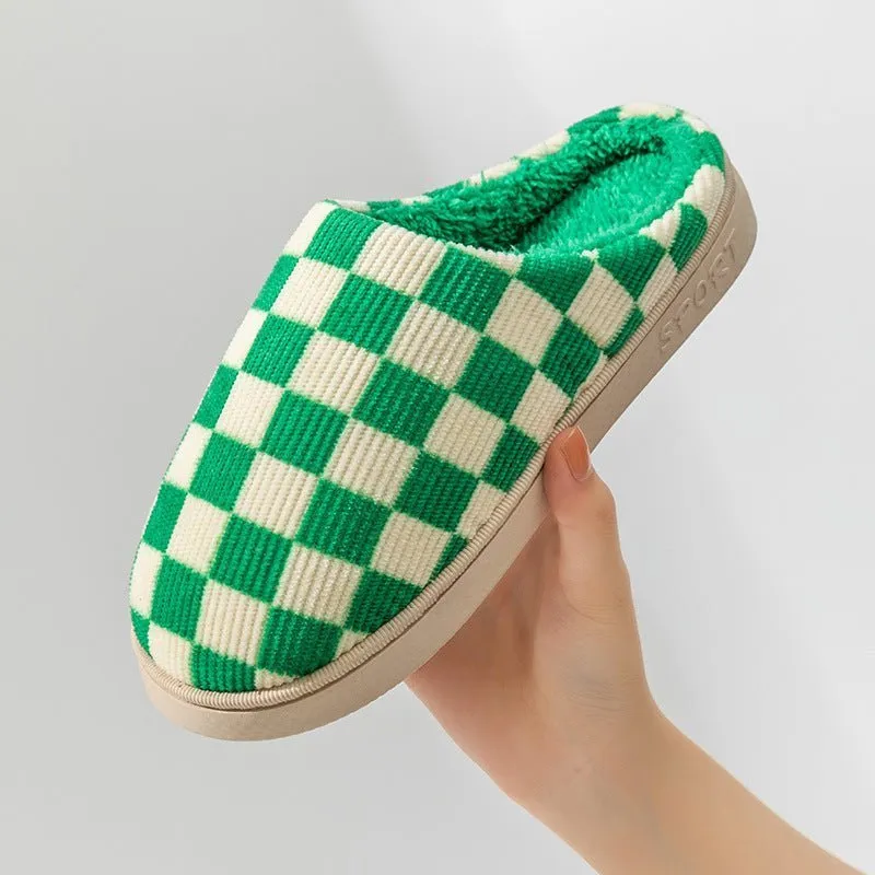 Gradient Plush Winter Slippers for Women – Cozy Indoor Shoes