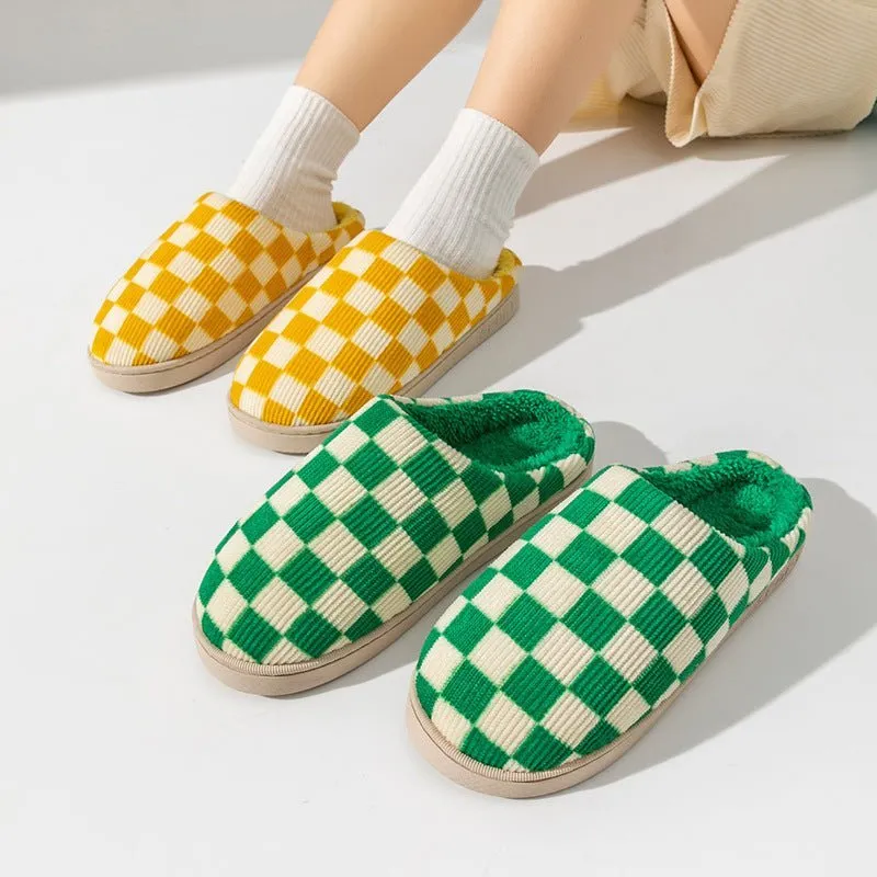 Gradient Plush Winter Slippers for Women – Cozy Indoor Shoes