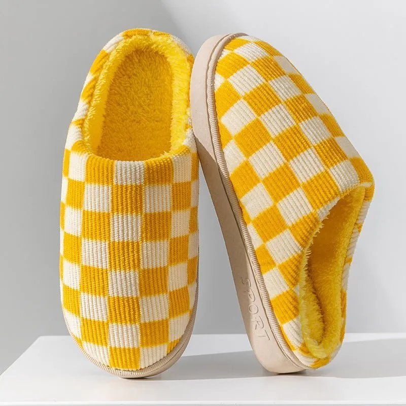 Gradient Plush Winter Slippers for Women – Cozy Indoor Shoes