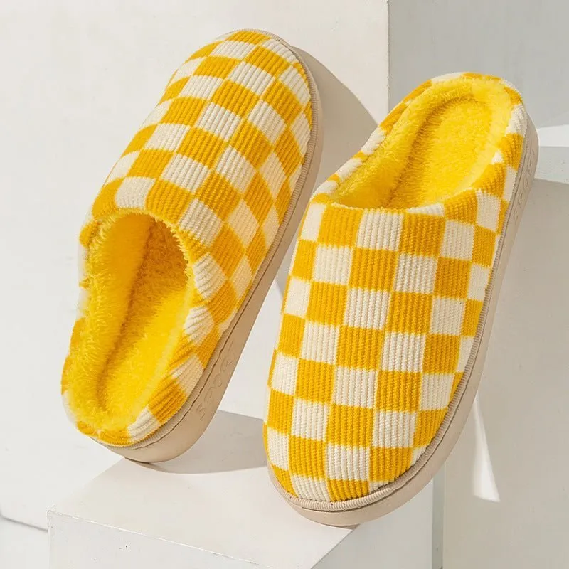 Gradient Plush Winter Slippers for Women – Cozy Indoor Shoes