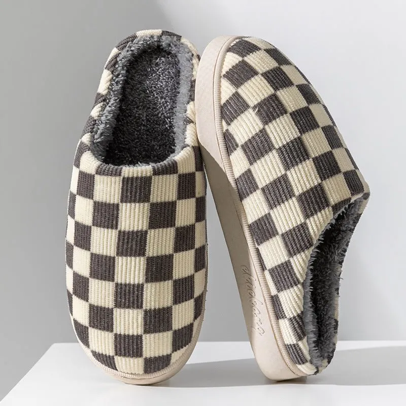 Gradient Plush Winter Slippers for Women – Cozy Indoor Shoes