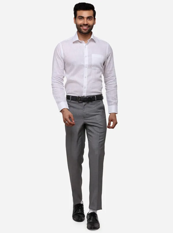 Grey Slim Fit Solid Formal Trouser | Greenfibre