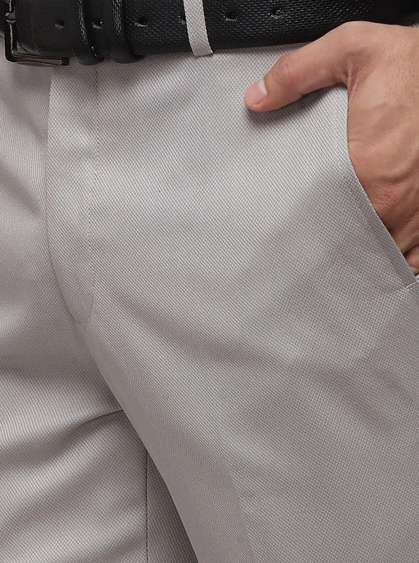 Grey Slim Fit Solid Formal Trouser | Greenfibre