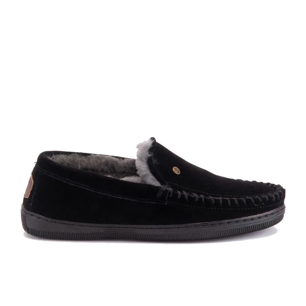 'Grizzly Suede' men's warmlined home slipper - Black