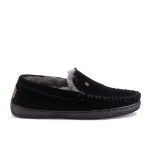 'Grizzly Suede' men's warmlined home slipper - Black