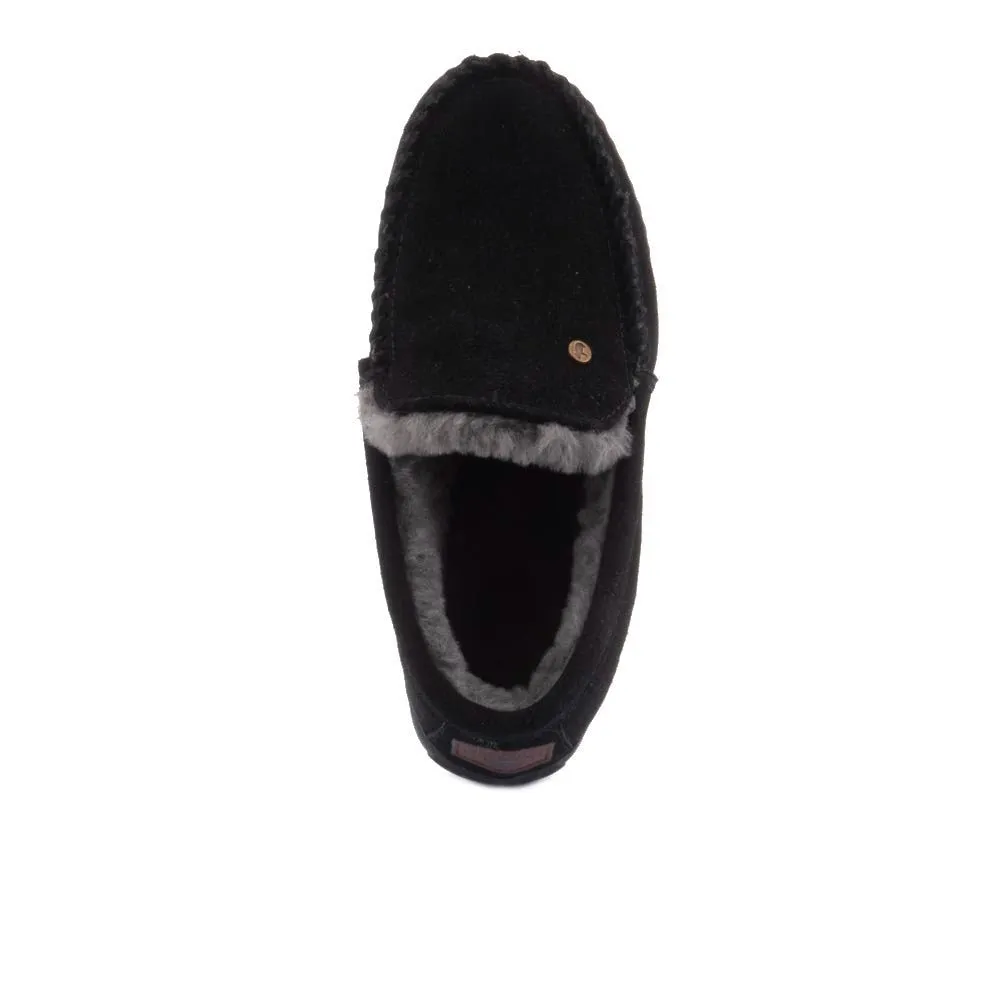 'Grizzly Suede' men's warmlined home slipper - Black