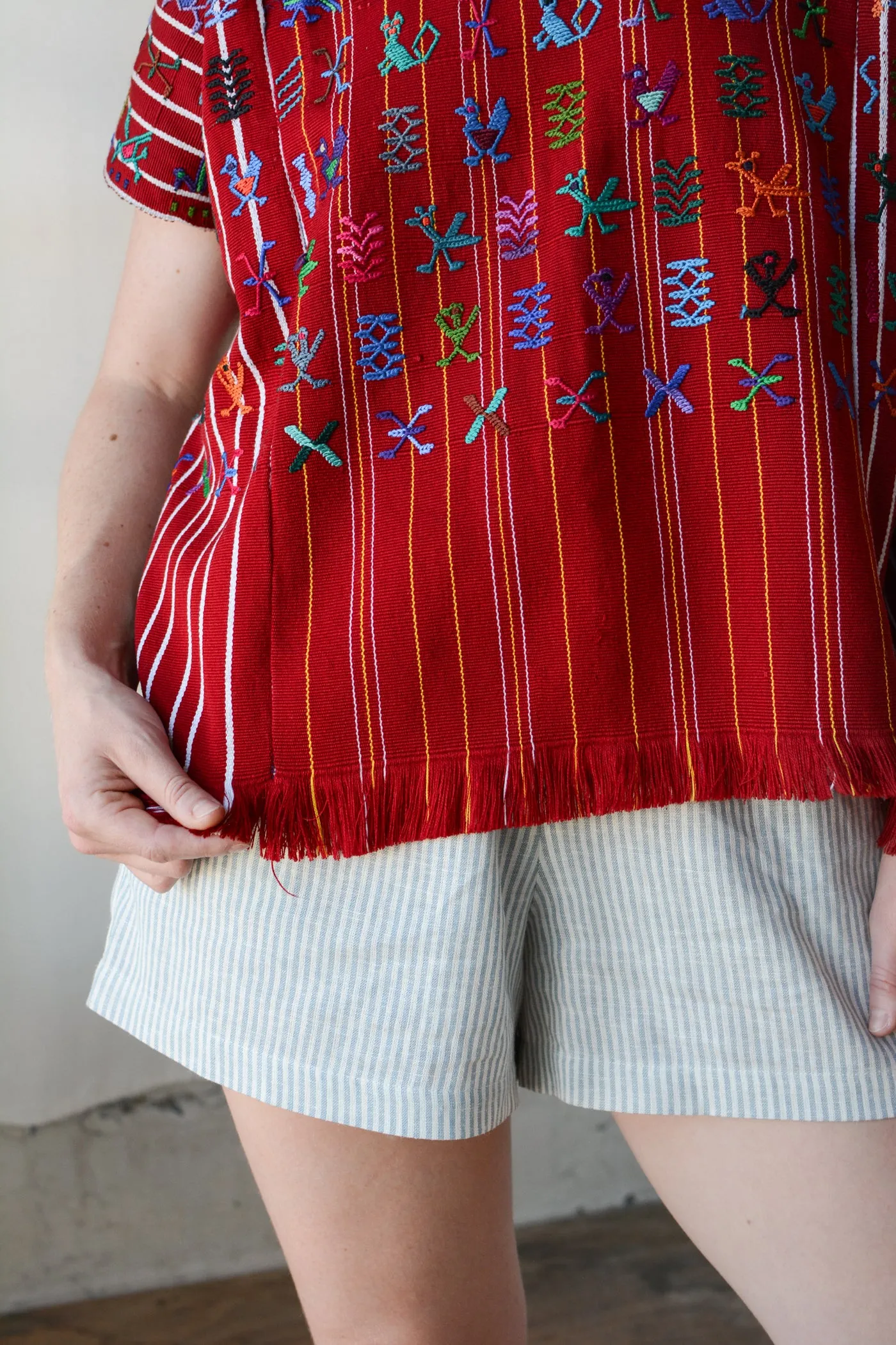 Guatemalan Embroidered Creatures Huipil