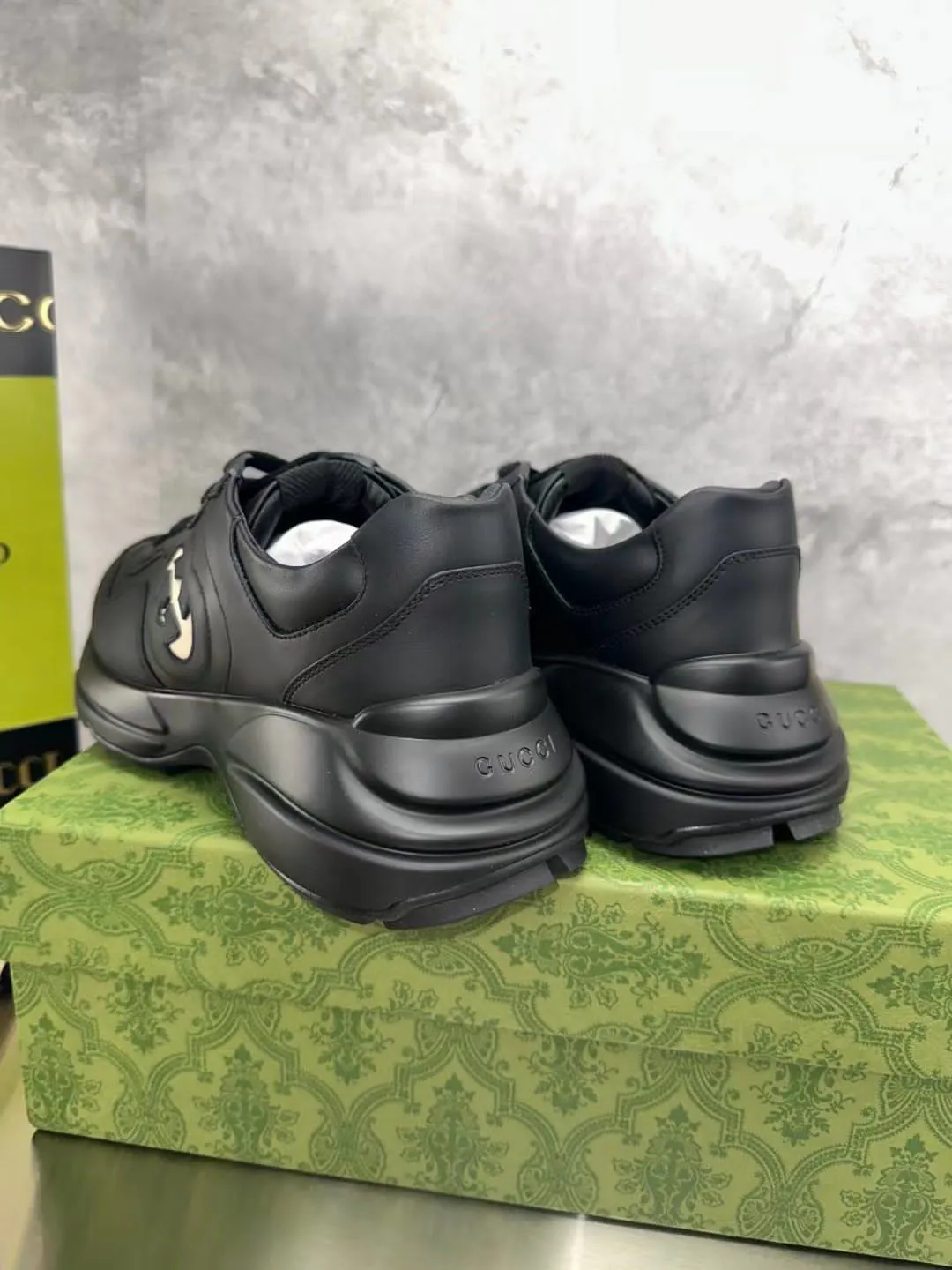 GUCCI | Men's Interlocking G Rhyton Black Sneaker