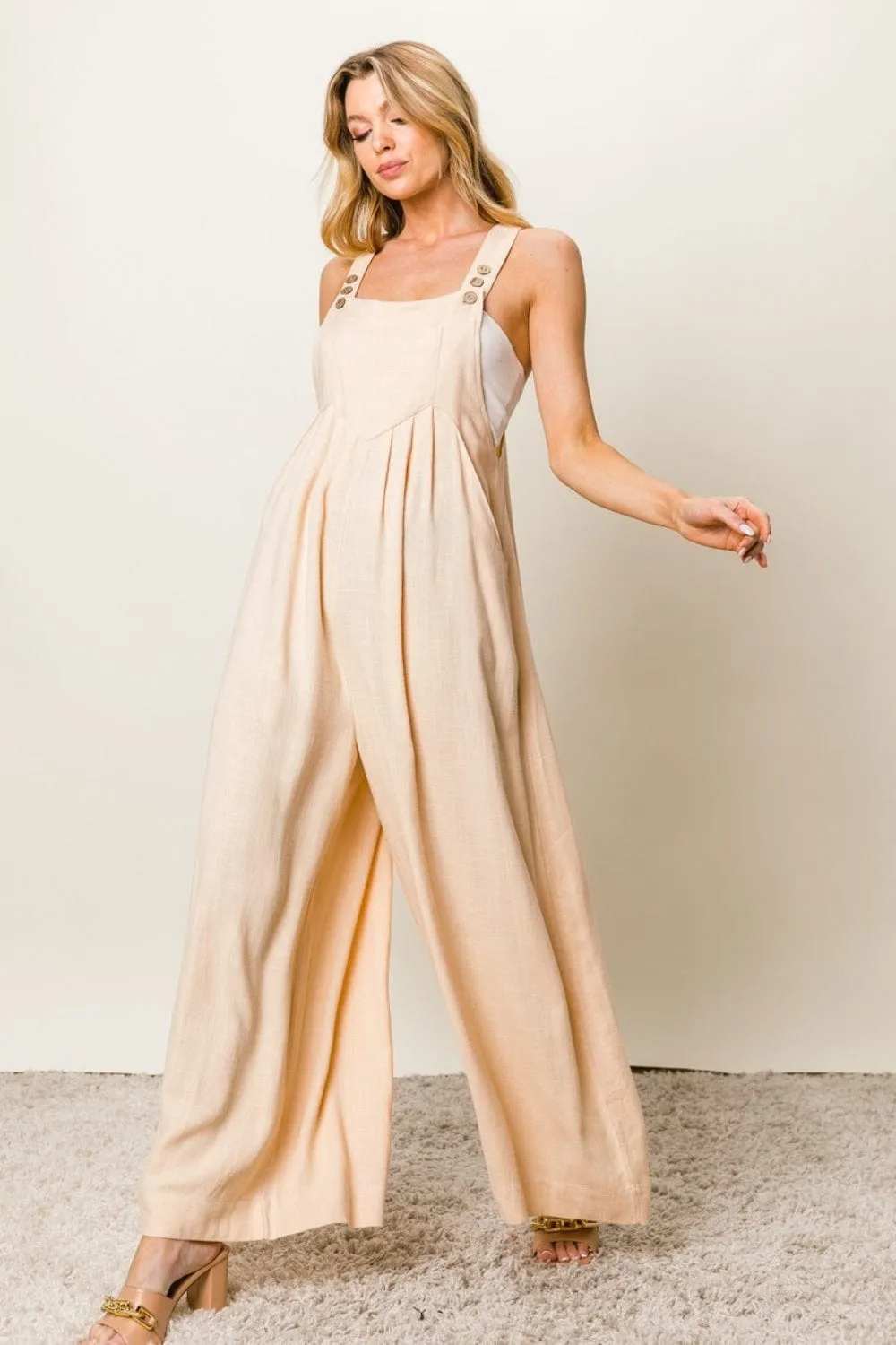 ❤️GYPSY - Texture Sleeveless Wide Leg Jumpsuit by BiBi