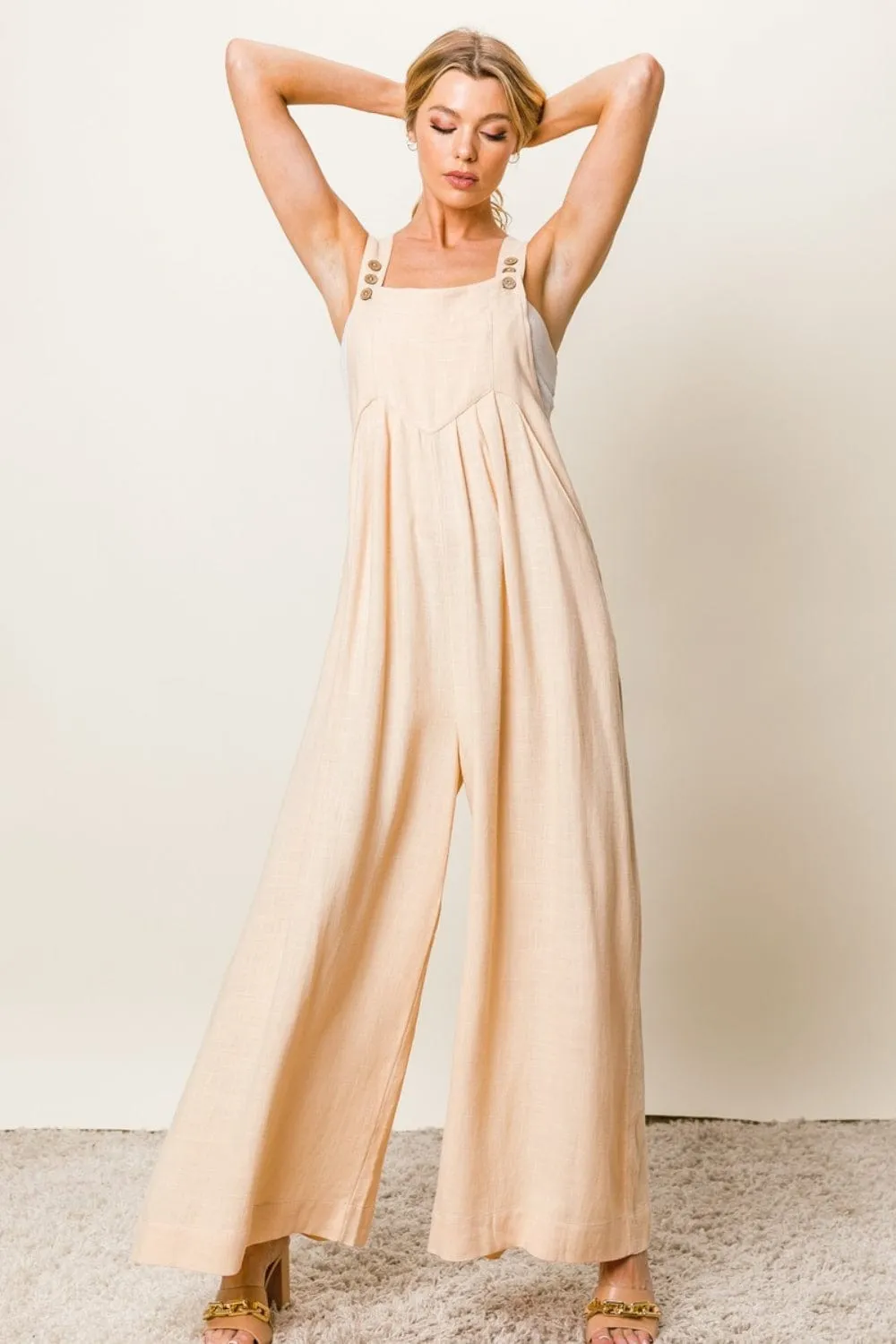 ❤️GYPSY - Texture Sleeveless Wide Leg Jumpsuit by BiBi