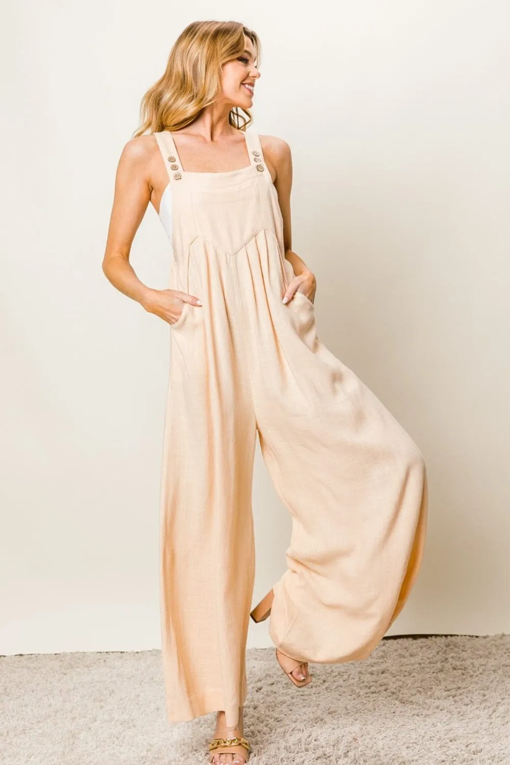 ❤️GYPSY - Texture Sleeveless Wide Leg Jumpsuit by BiBi