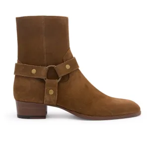 Handmade Custom Brown Suede Ankle Boots