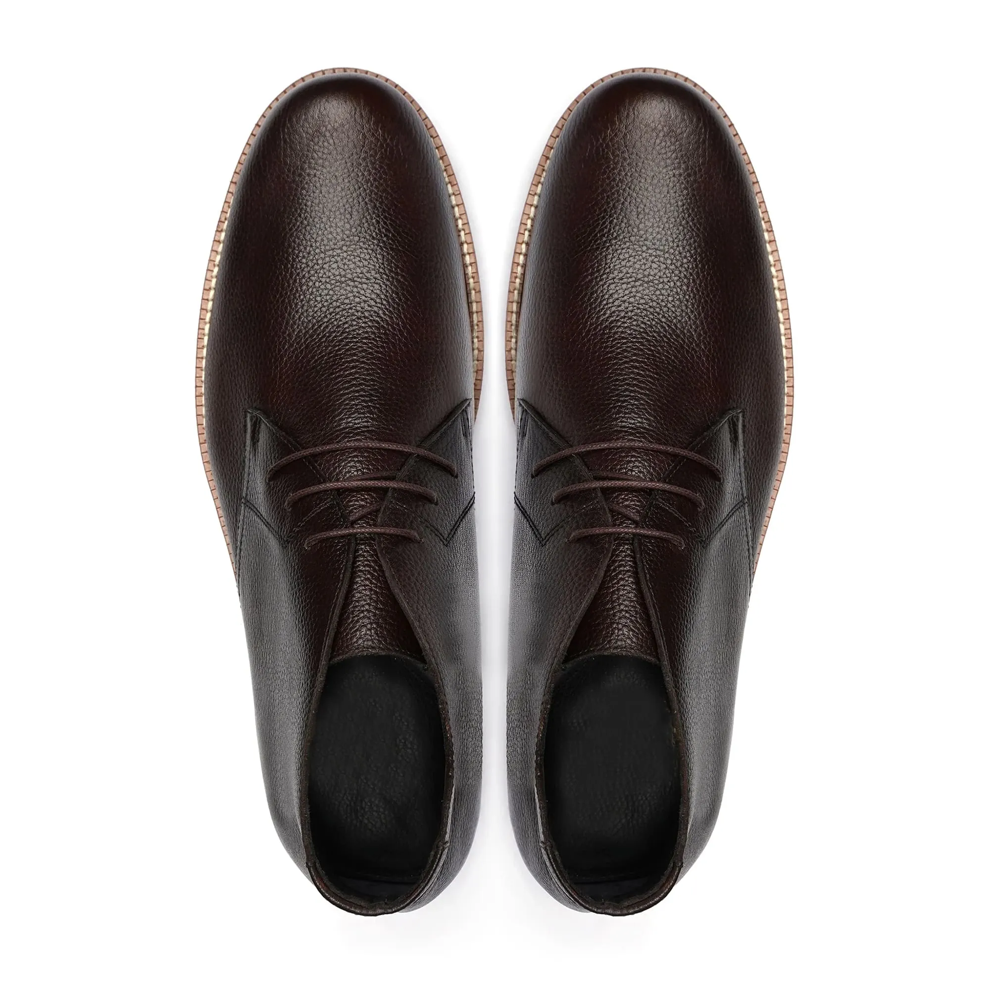 Handmade Custom Calf Leather Chocolate Brown Dress Chukka Boots For Men