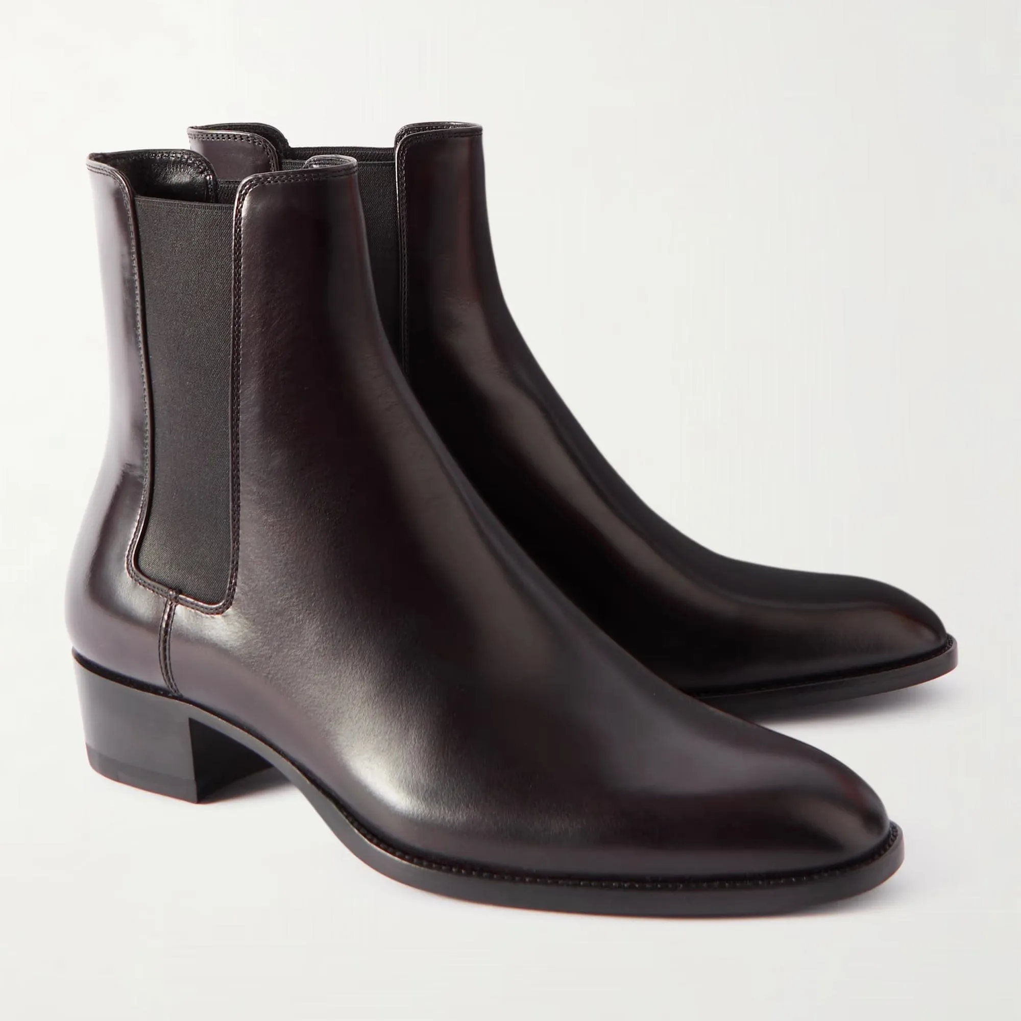 Handmade Customizable Calf Leather Dark Brown Men Chelsea Boots