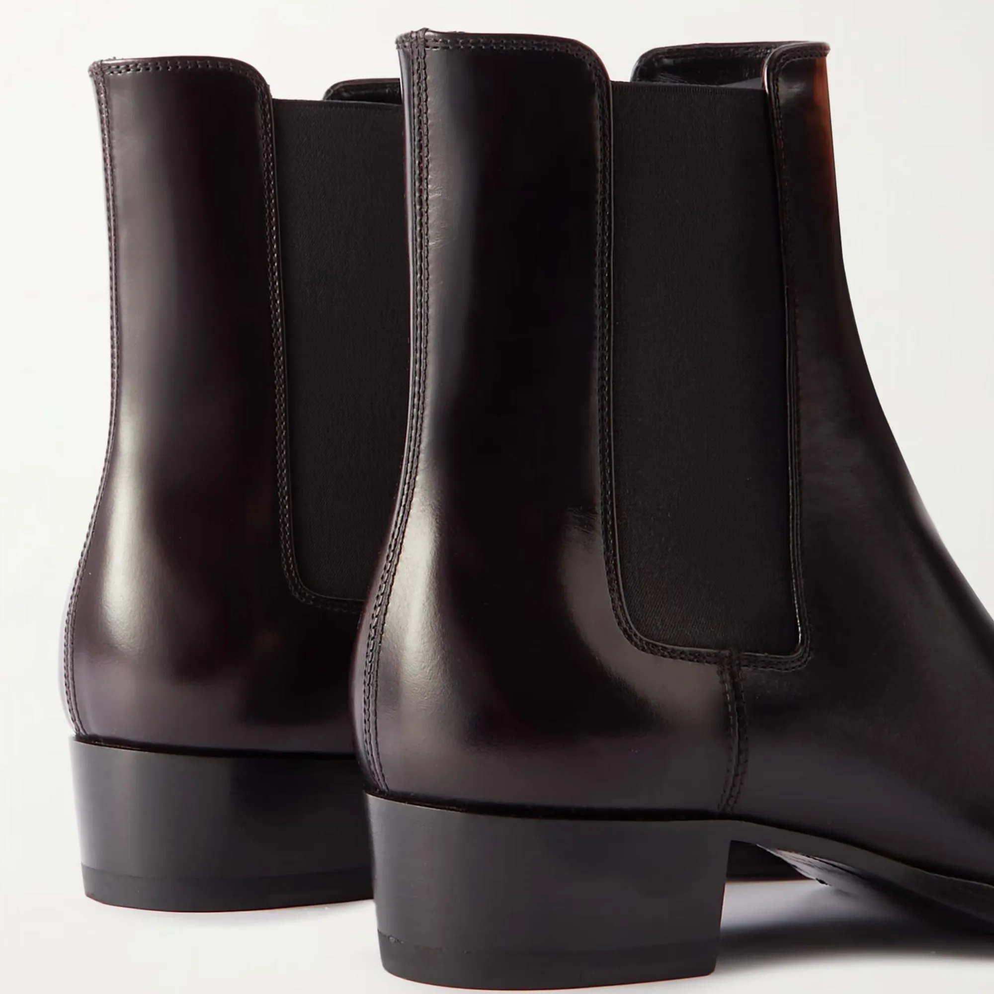 Handmade Customizable Calf Leather Dark Brown Men Chelsea Boots