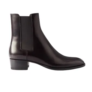 Handmade Customizable Calf Leather Dark Brown Men Chelsea Boots