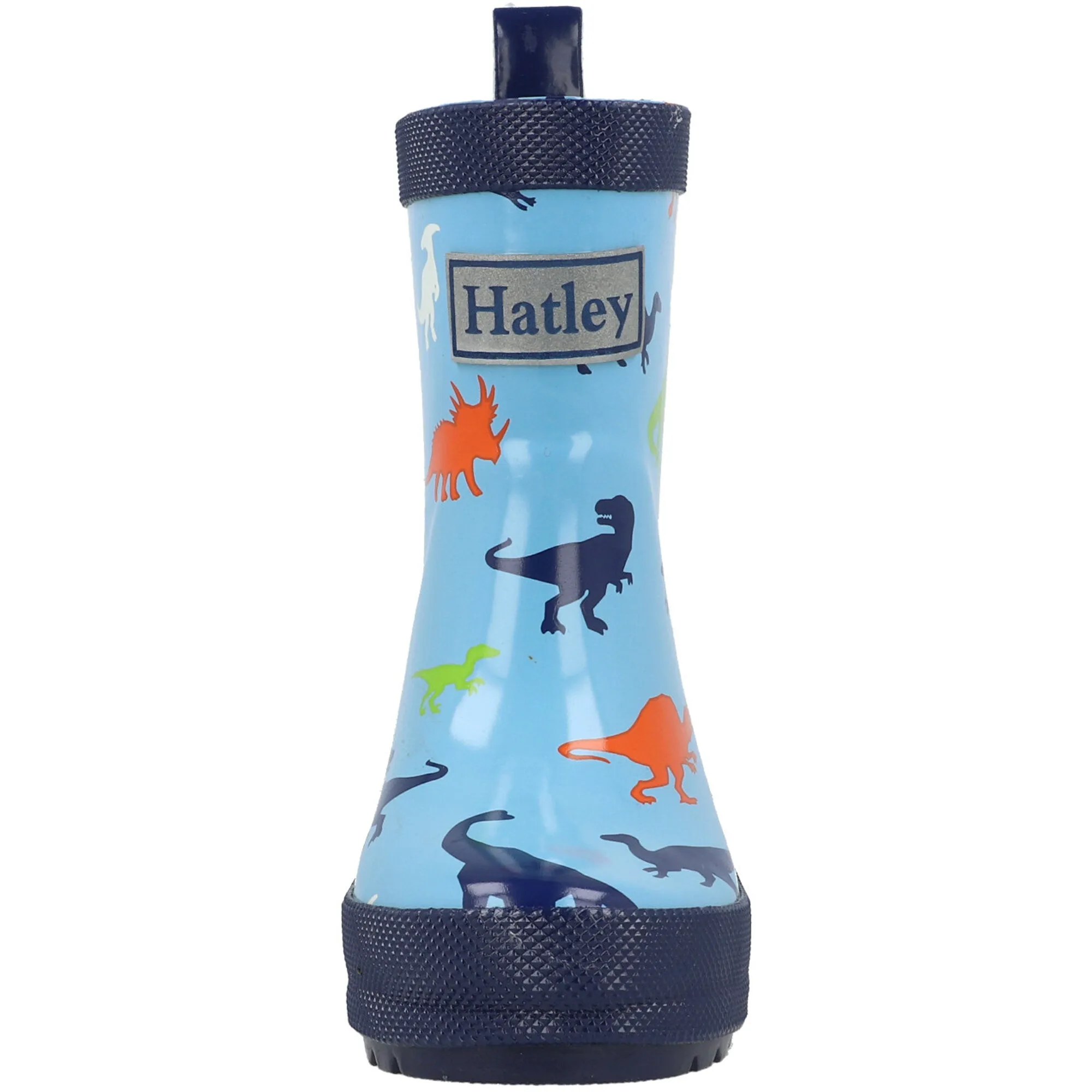 Hatley Shiny Blue Rain Boots with Dinosaur Print