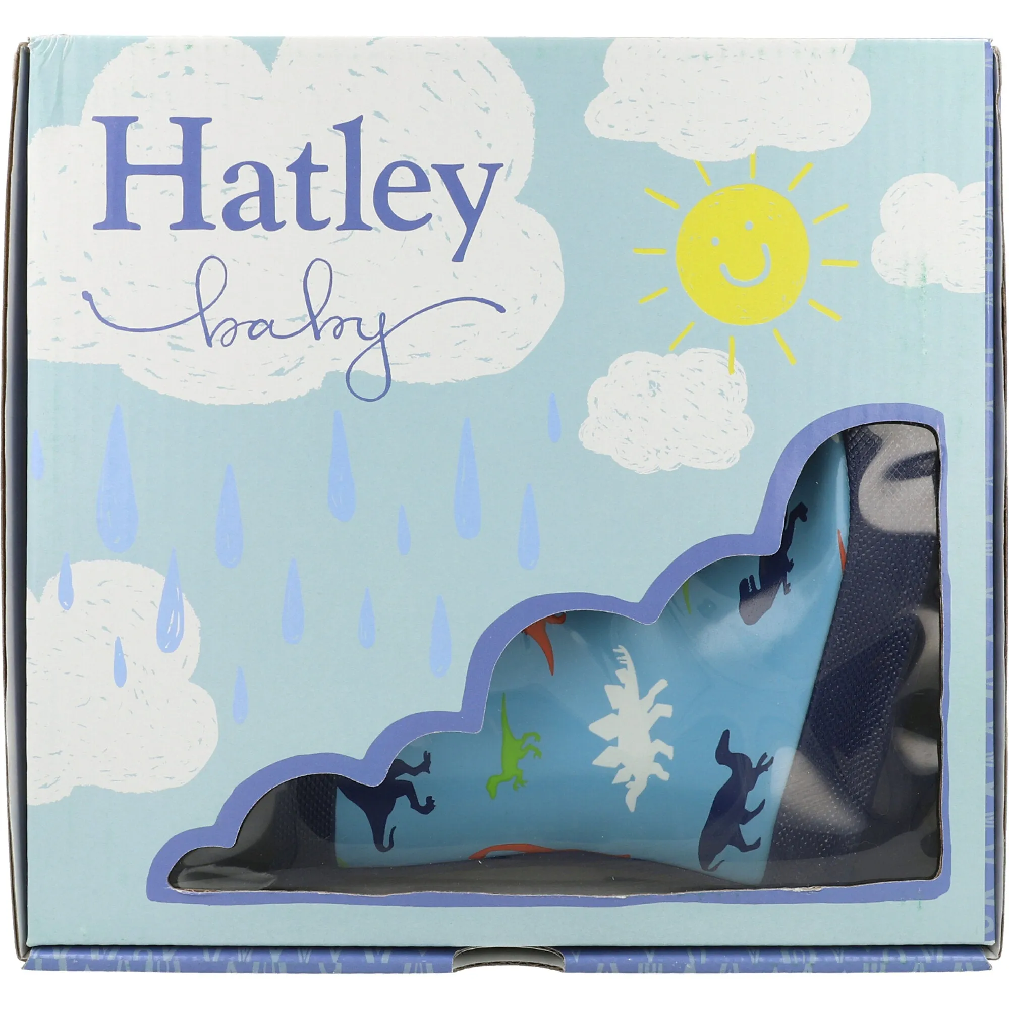Hatley Shiny Blue Rain Boots with Dinosaur Print