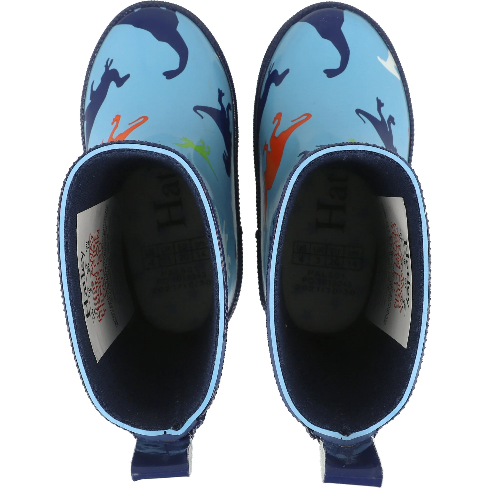 Hatley Shiny Blue Rain Boots with Dinosaur Print