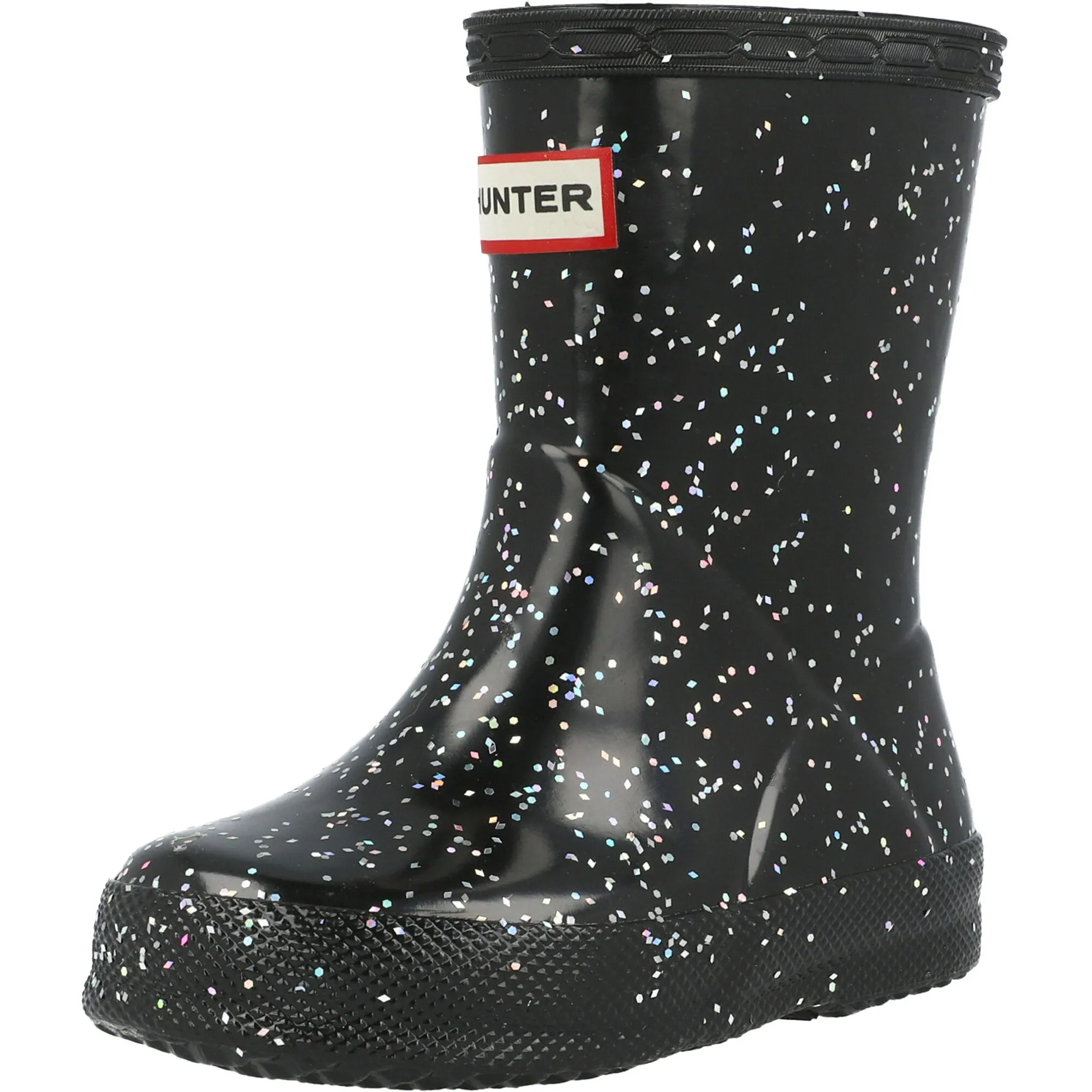 Hunter Kids First Black Glitter Wellington Boots