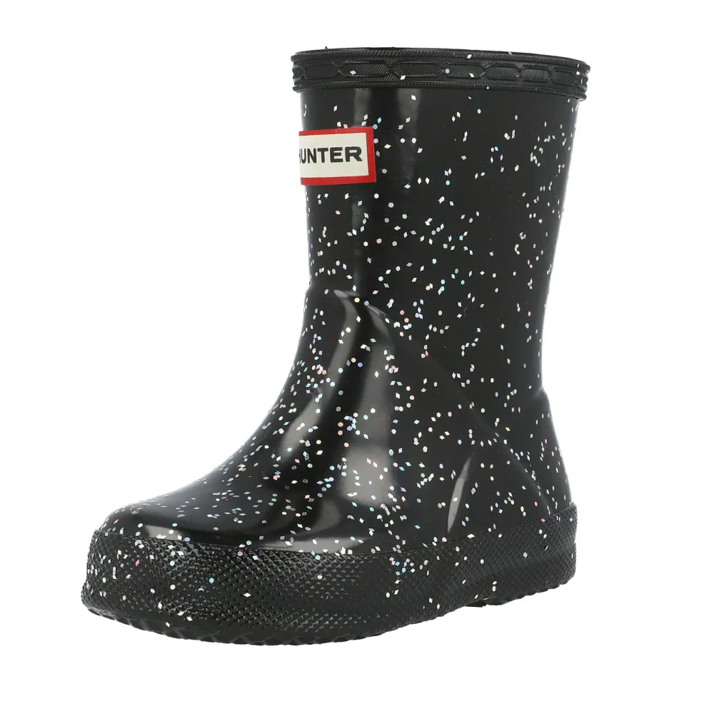 Hunter Kids First Black Glitter Wellington Boots