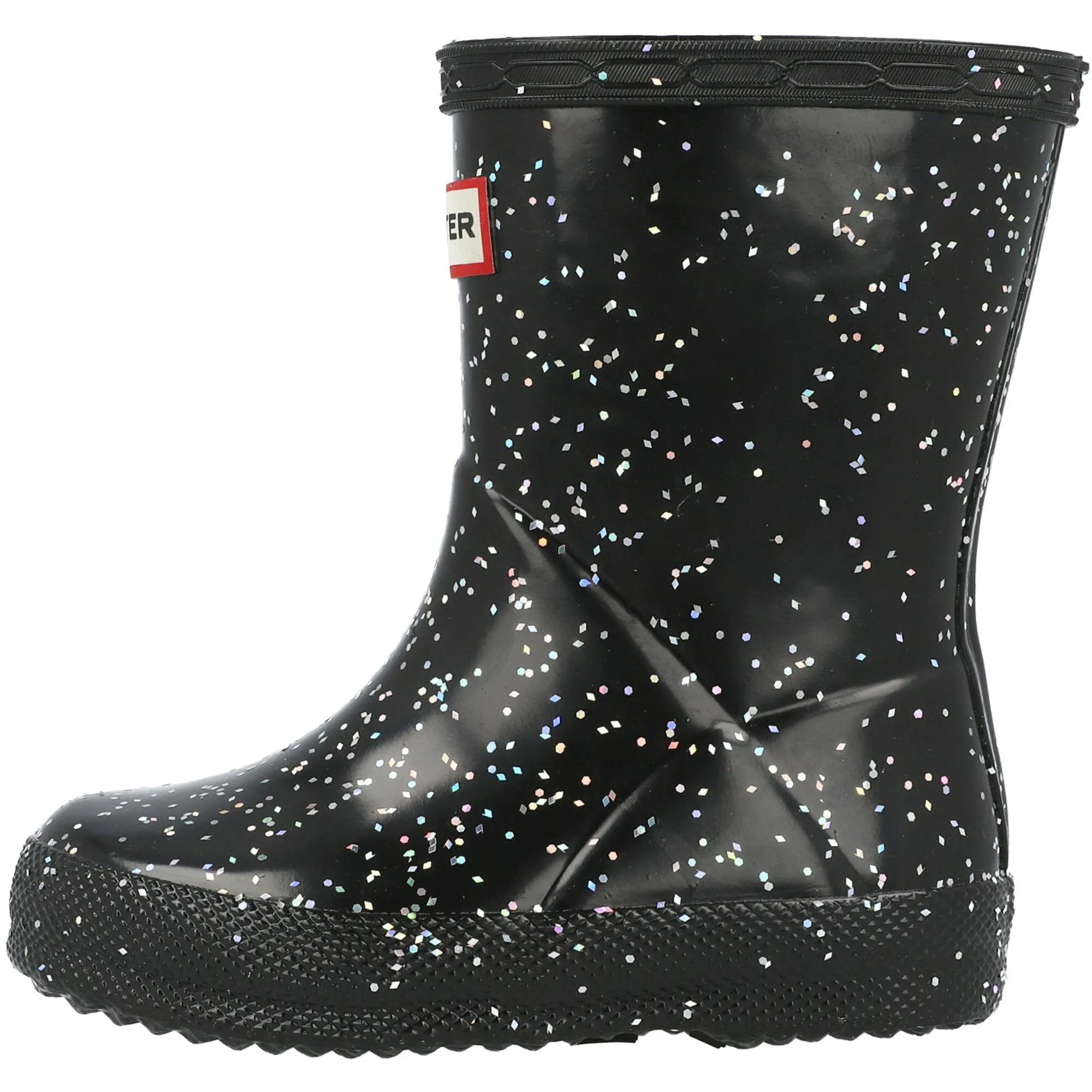 Hunter Kids First Black Glitter Wellington Boots