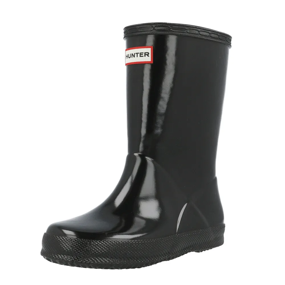 Hunter Kids First Gloss Black Wellies